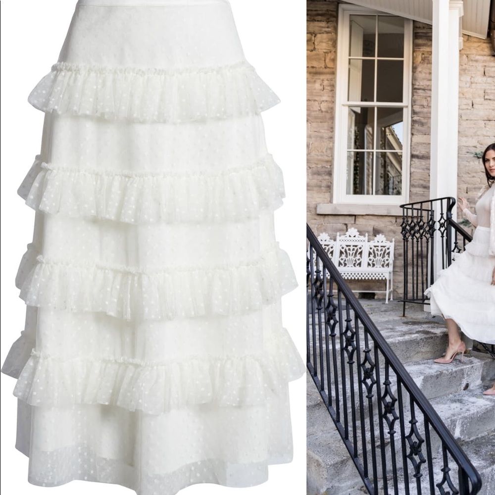Rachel Parcell Tiered Dot Mesh Skirt NWT - Picture 10 of 10